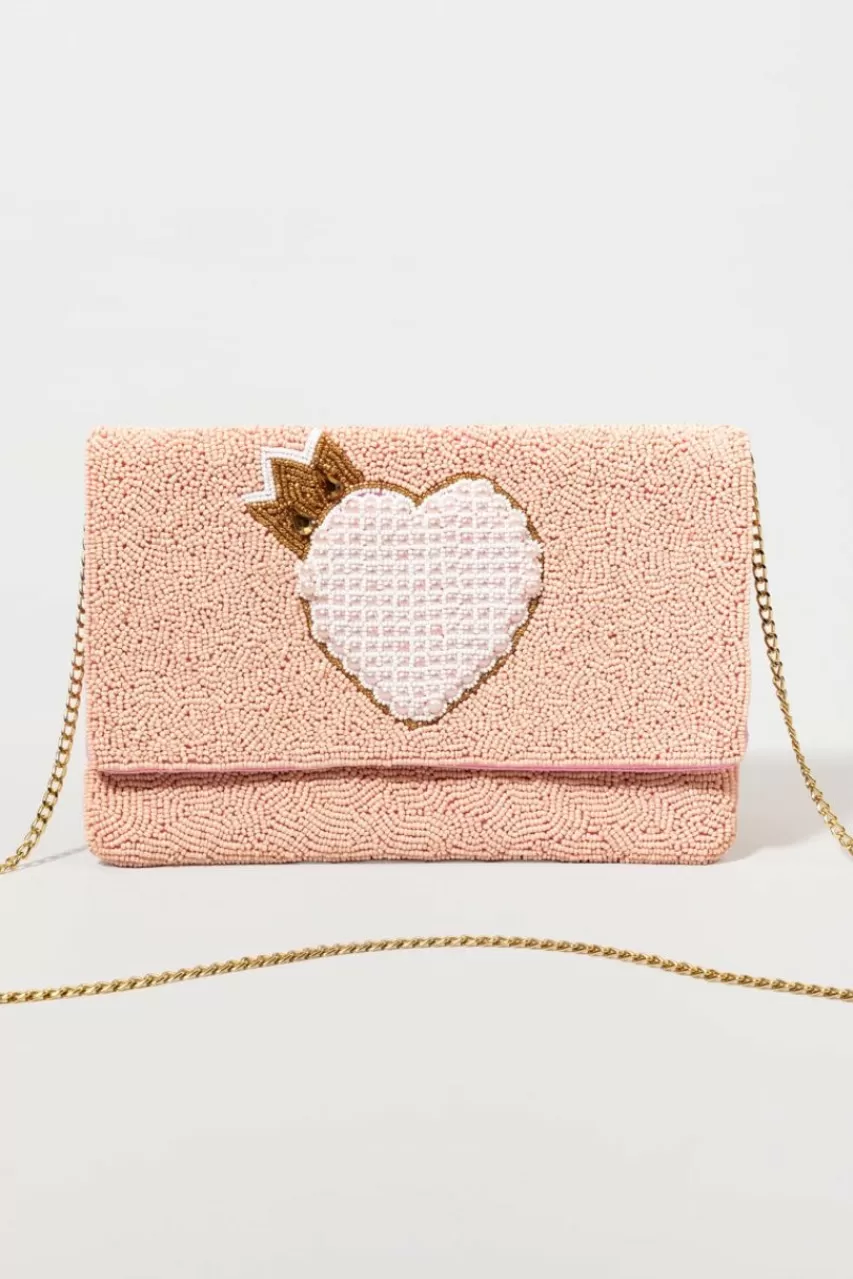 Francesca's Brittany Beaded Crowned Heart Clutch Purse