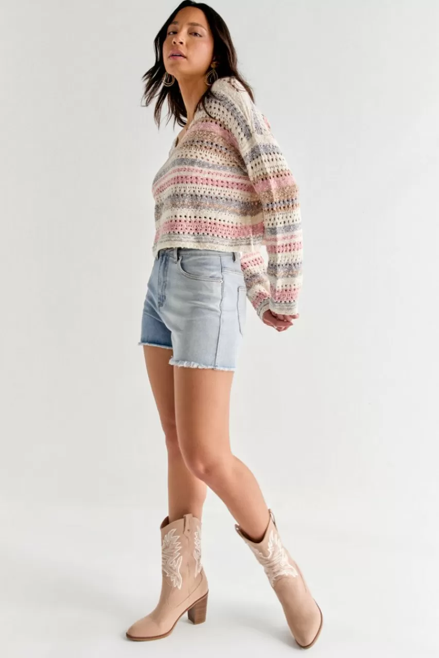Francesca's Candace Bucle Pointelle Pullover Sweater