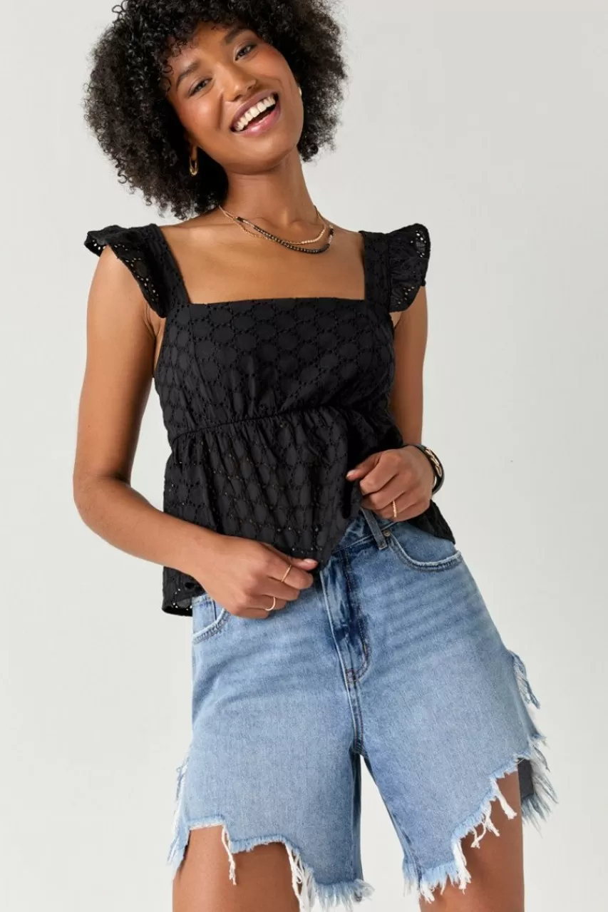 Francesca's Carla Distressed Hem Denim Shorts