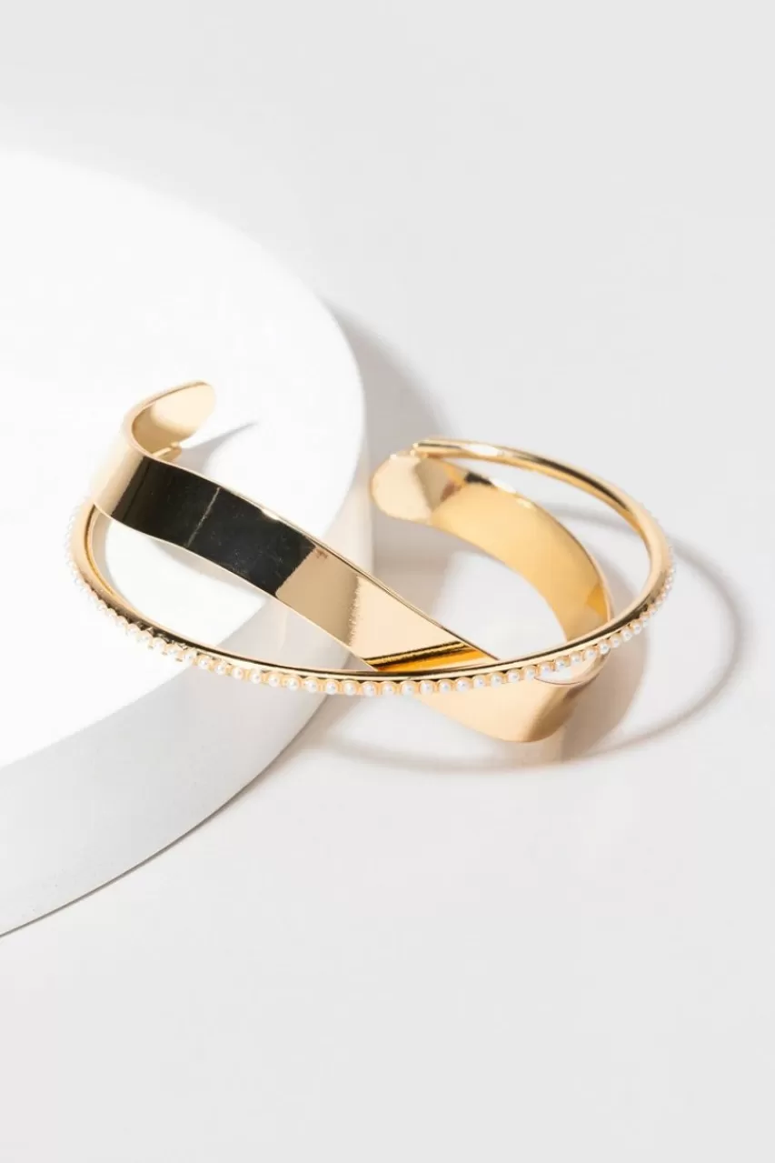 Francesca's Carmen Crossover Pearl Cuff Bracelet