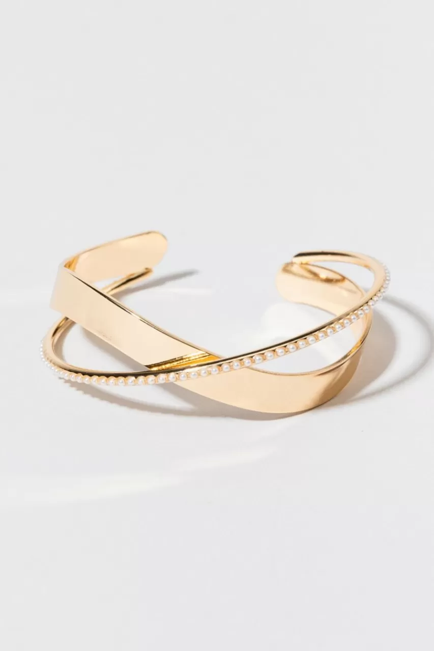 Francesca's Carmen Crossover Pearl Cuff Bracelet