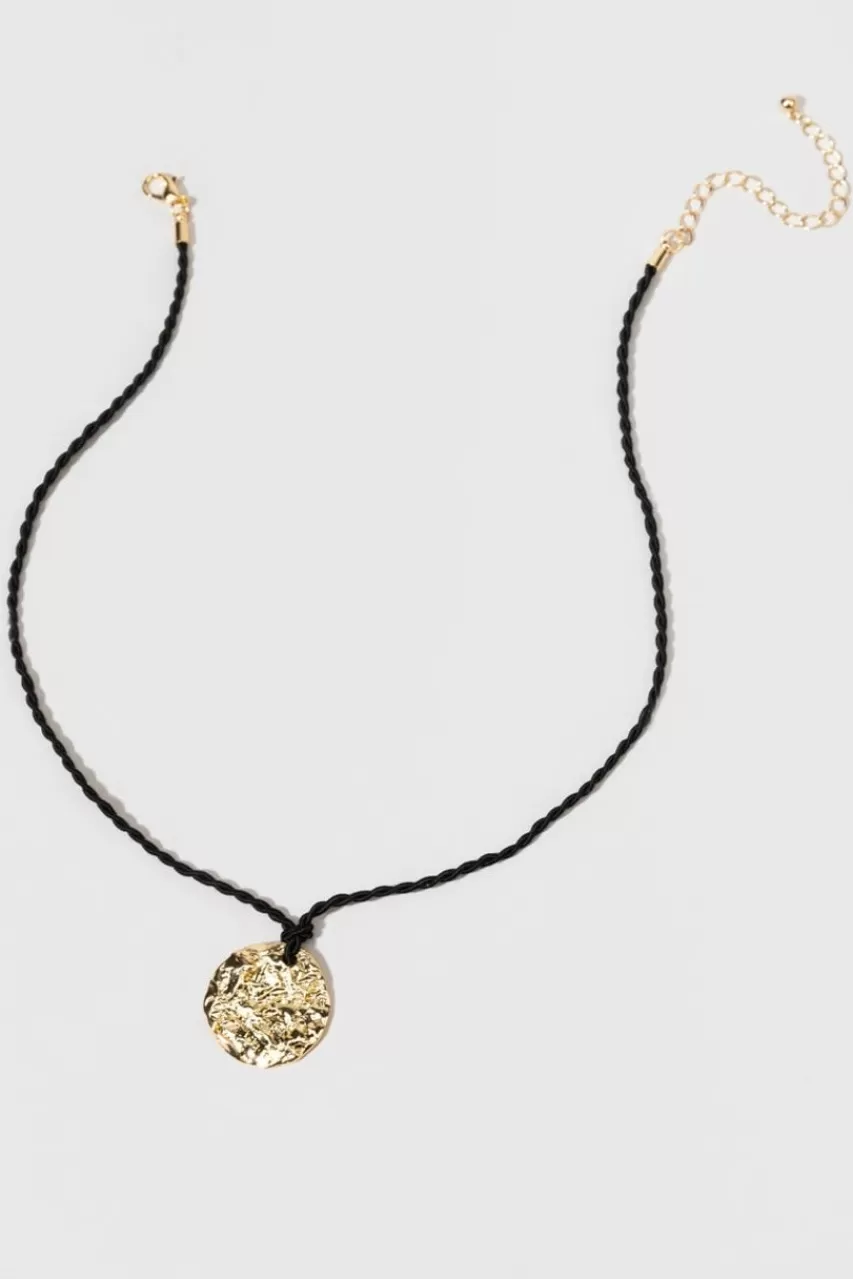 Francesca's Carol Hammered Coin On Chord Necklace