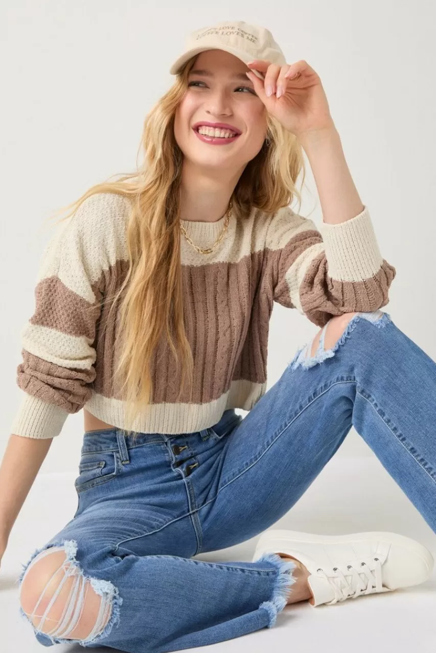 Francesca's Carolyn Mix Stitch Colorblock Pullover