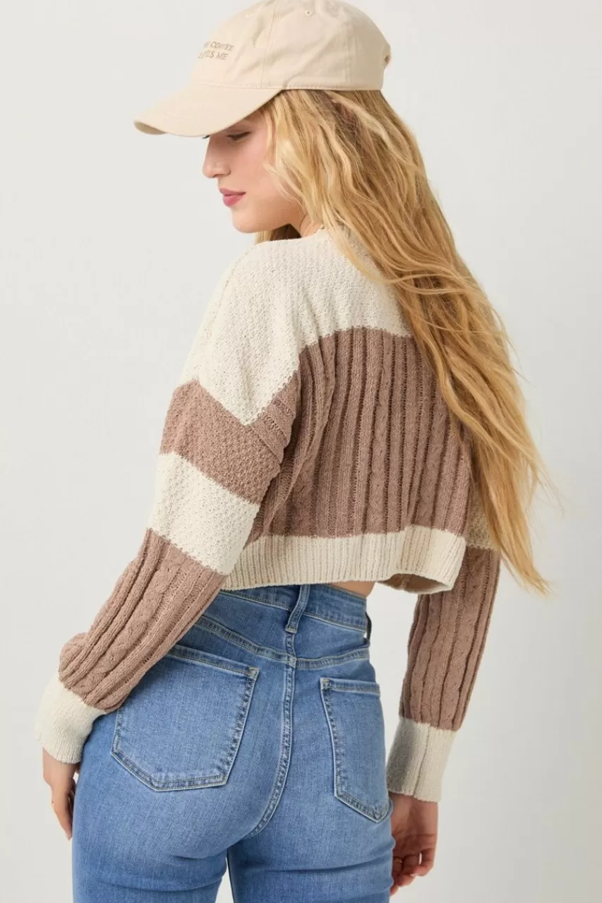 Francesca's Carolyn Mix Stitch Colorblock Pullover