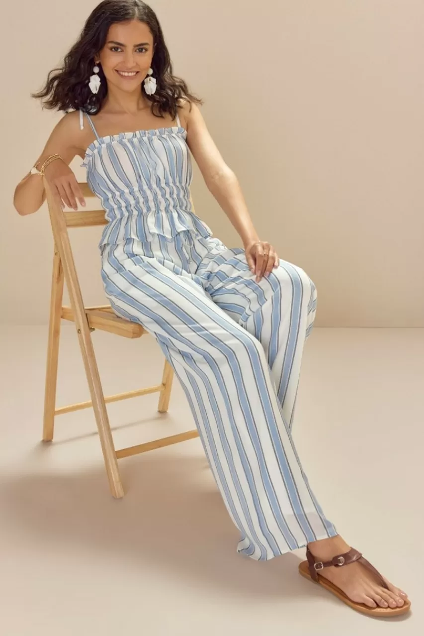 Francesca's Carrie Wide Leg Fluid Striped Pants