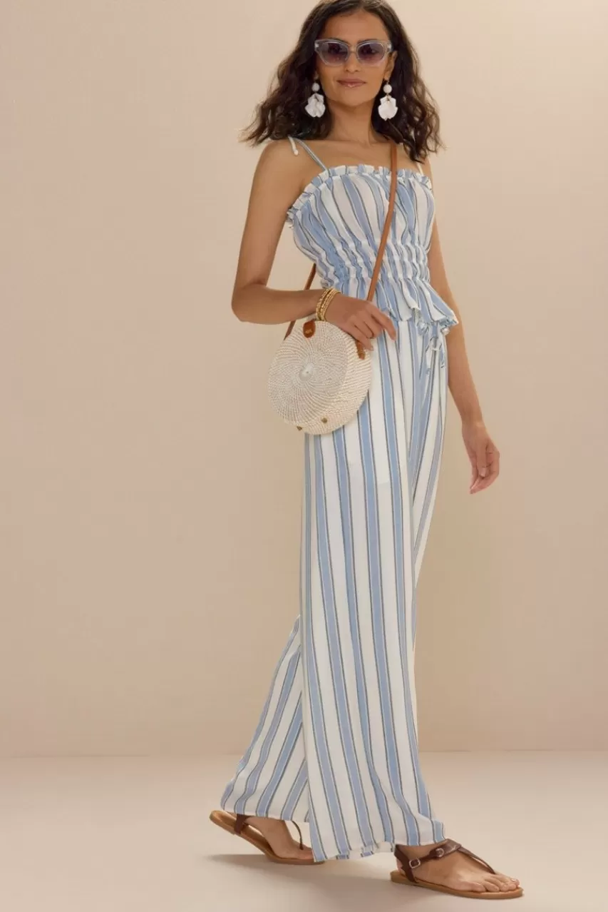 Francesca's Carrie Wide Leg Fluid Striped Pants