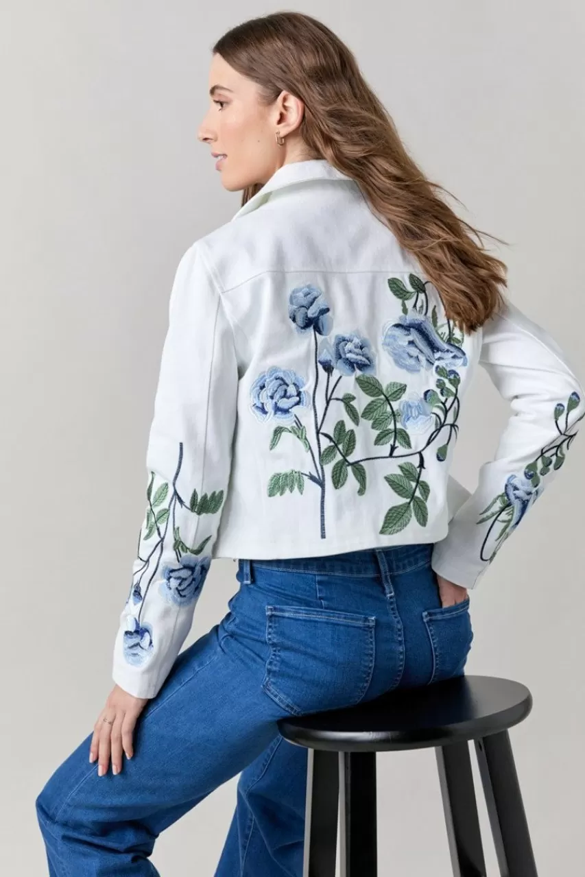 Francesca's Cassidy Embroidered Denim Jacket