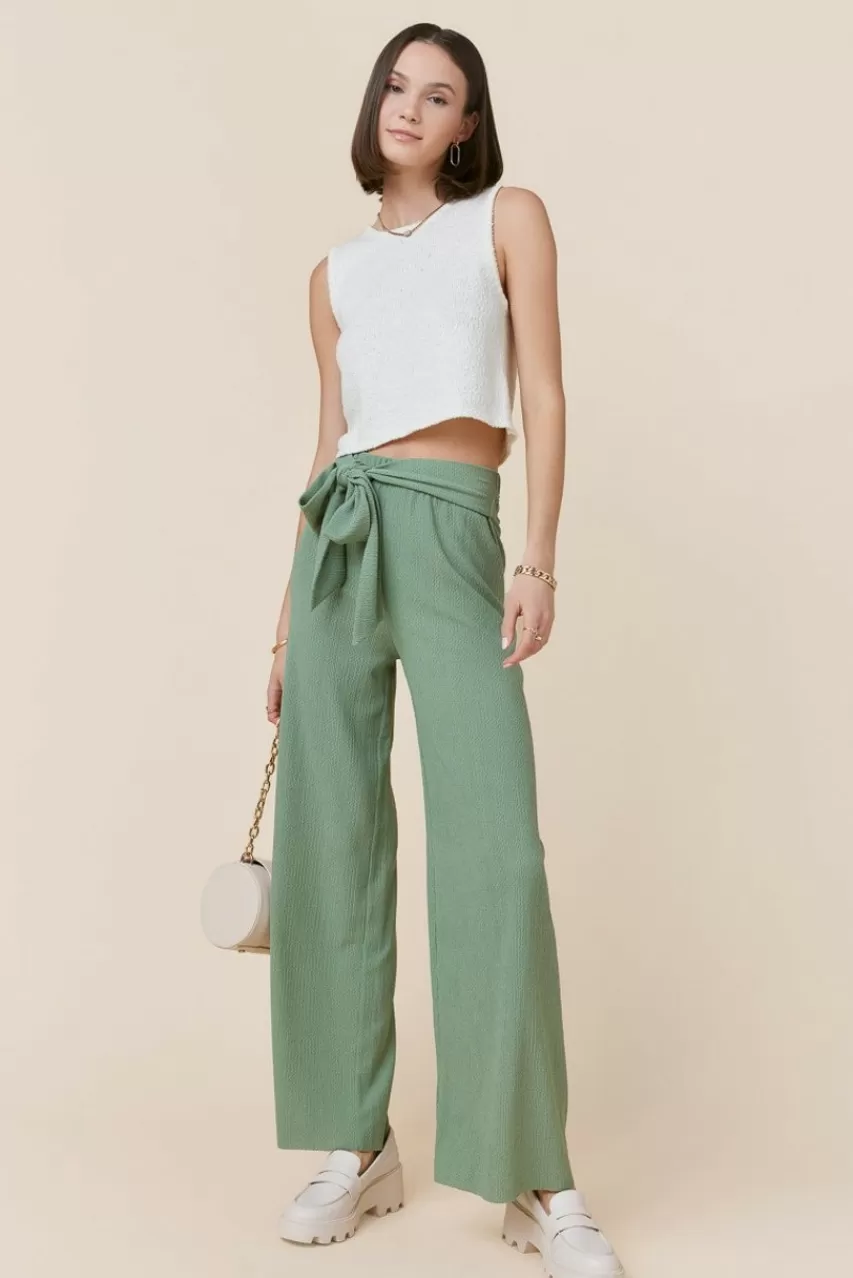 Francesca's Celeste Tie Front Knitted Fluid Pants