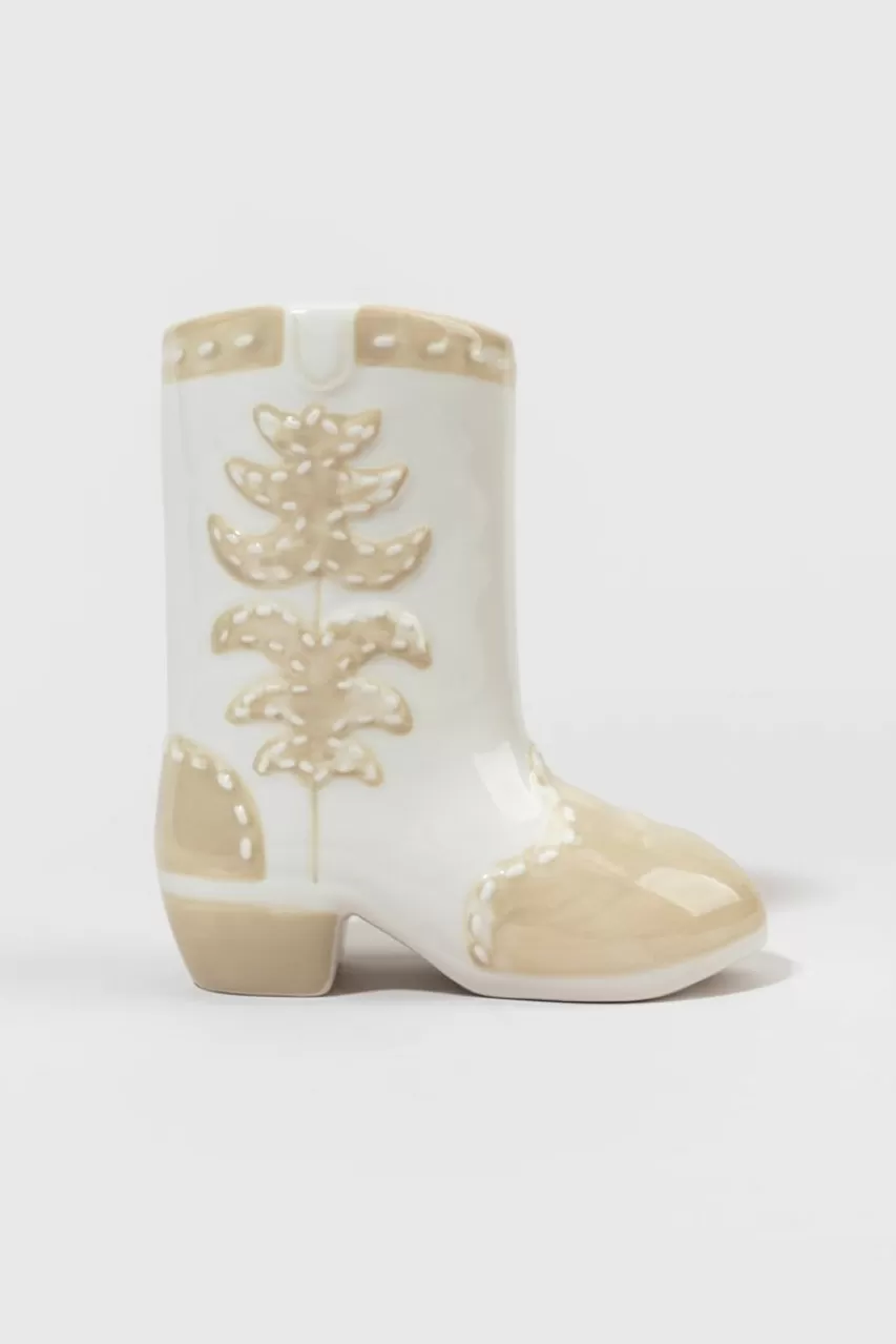 Francesca's Ceramic White Boot Vase