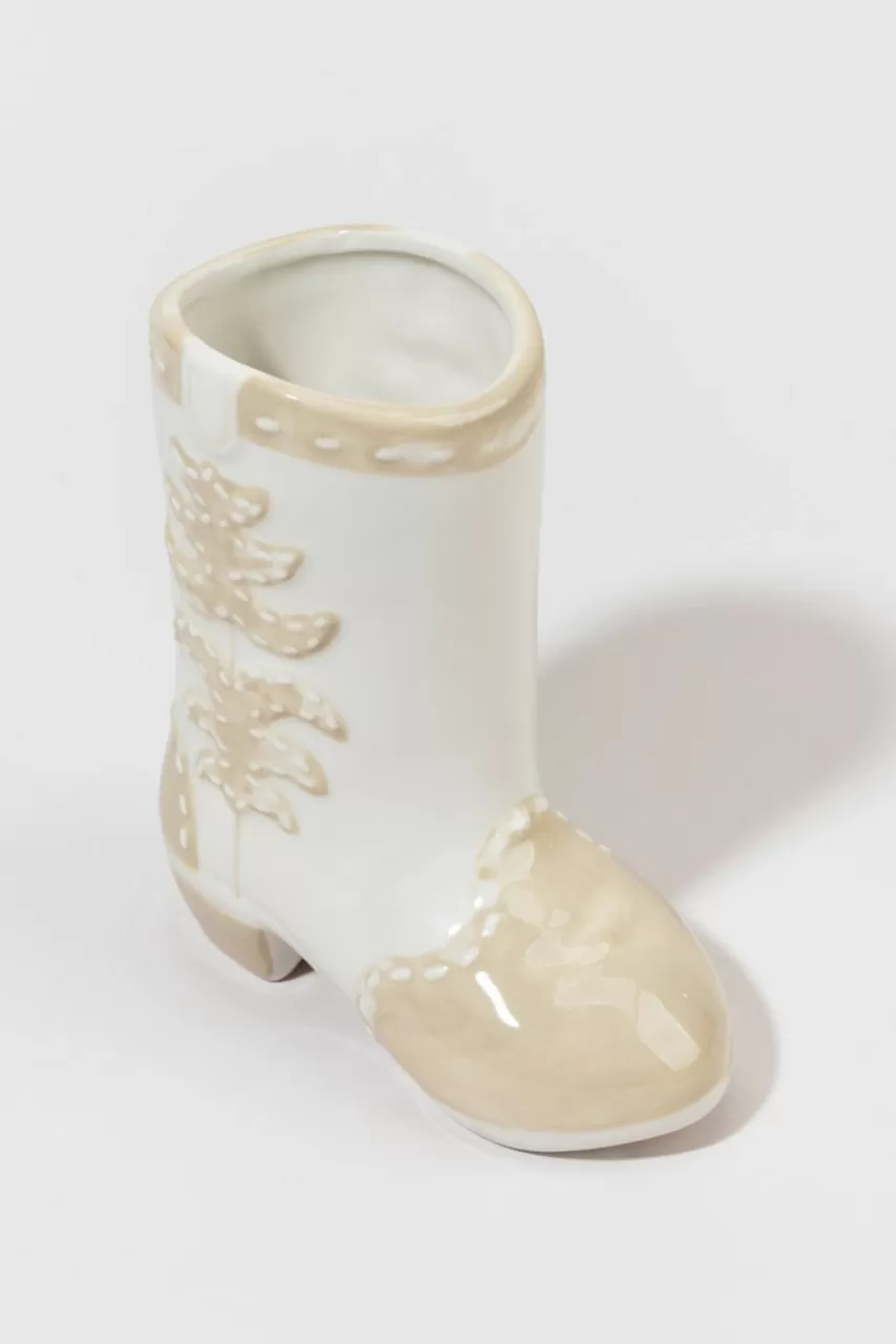 Francesca's Ceramic White Boot Vase