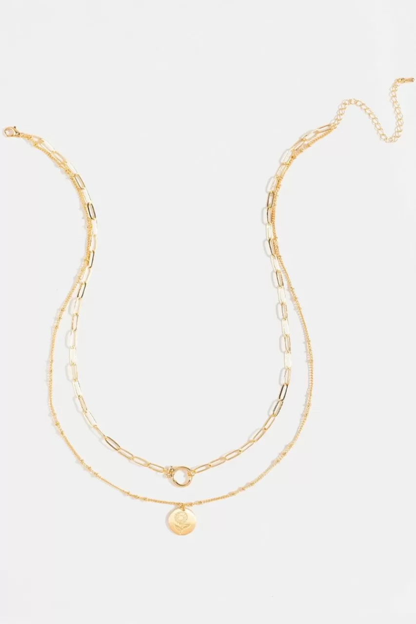 Francesca's Charolette Double Chain Flower Necklace
