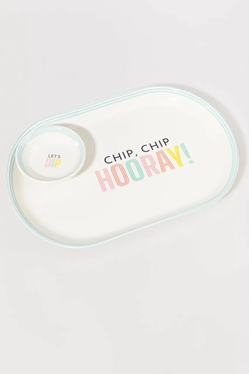 Francesca's Chip Chip Hooray Ceramic Platter And Bowl