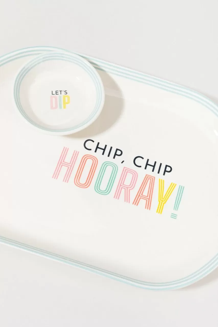 Francesca's Chip Chip Hooray Ceramic Platter And Bowl