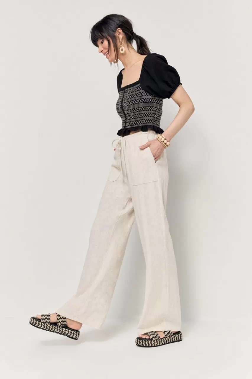 Francesca's Christa Flowy Linen Pants