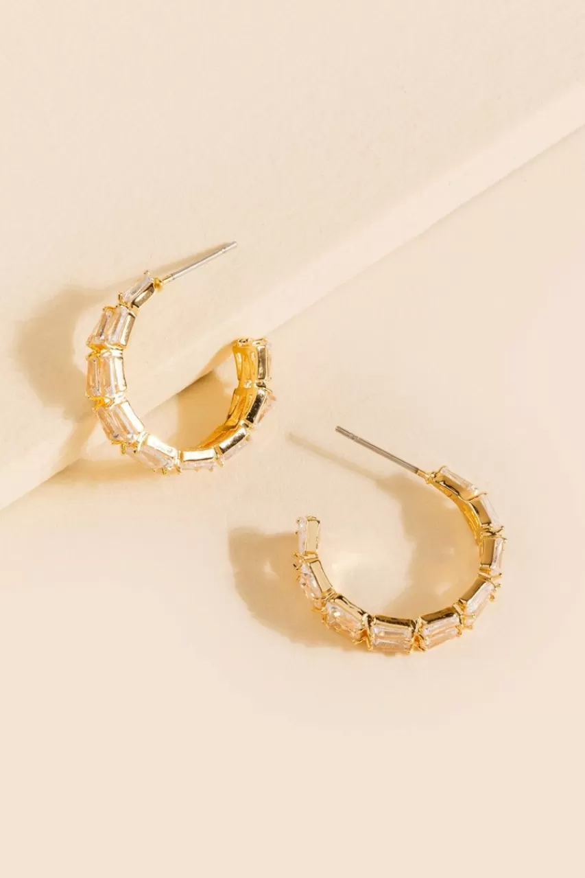 Francesca's Claire Baguette Mini Hoop Earrings