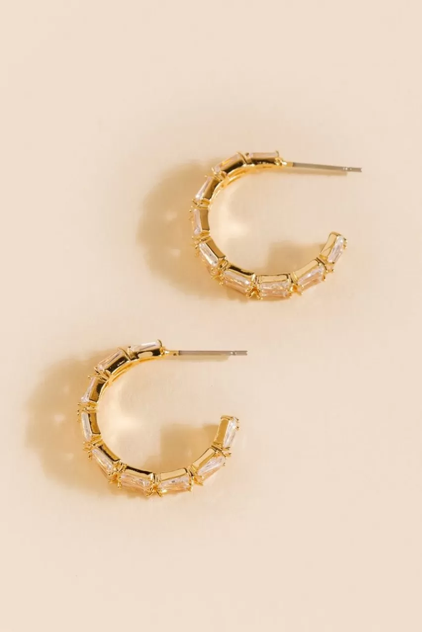 Francesca's Claire Baguette Mini Hoop Earrings