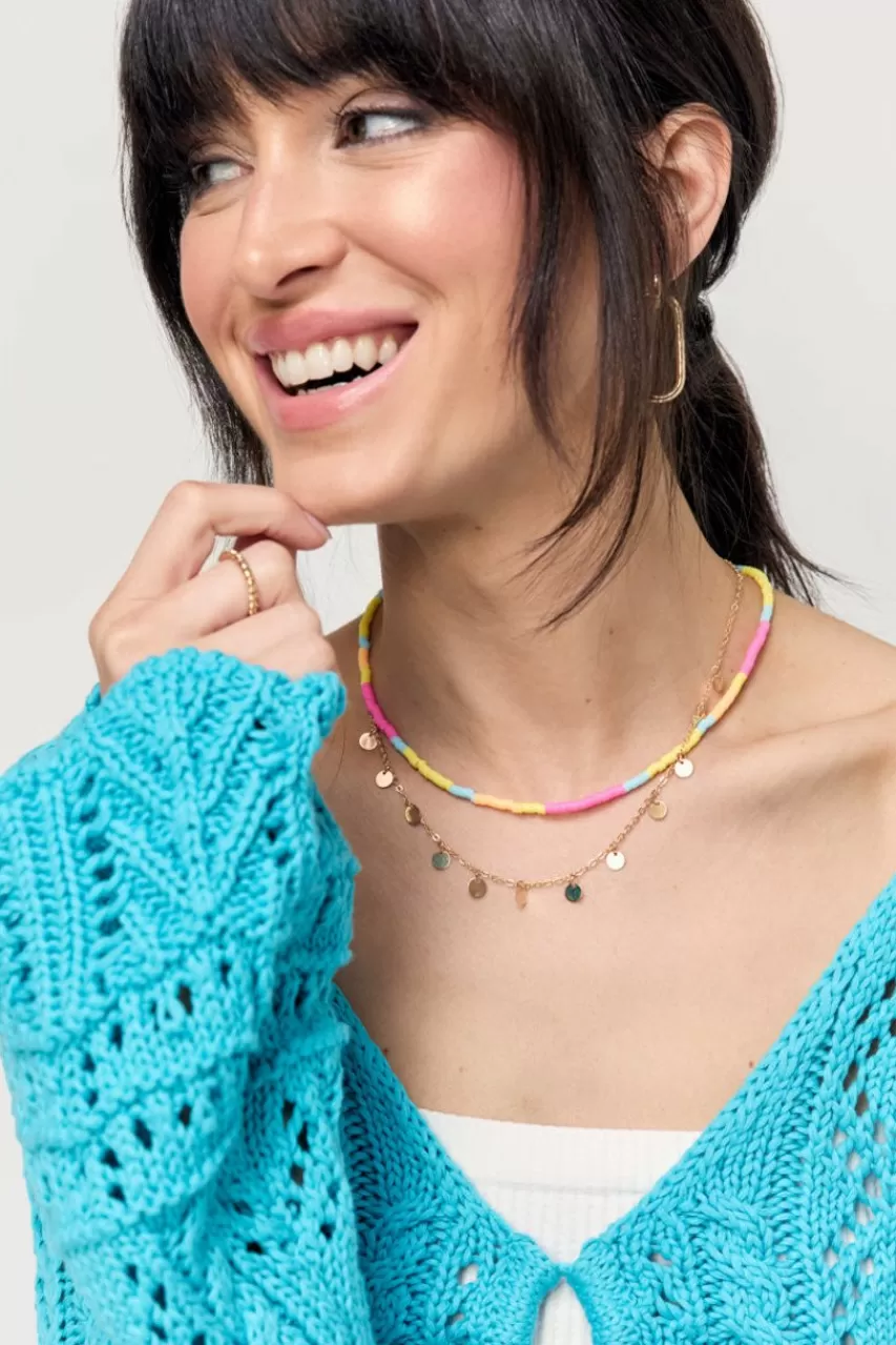 Francesca's Claudia Rubber Disc Coin Station Necklace