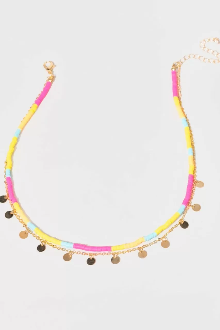 Francesca's Claudia Rubber Disc Coin Station Necklace