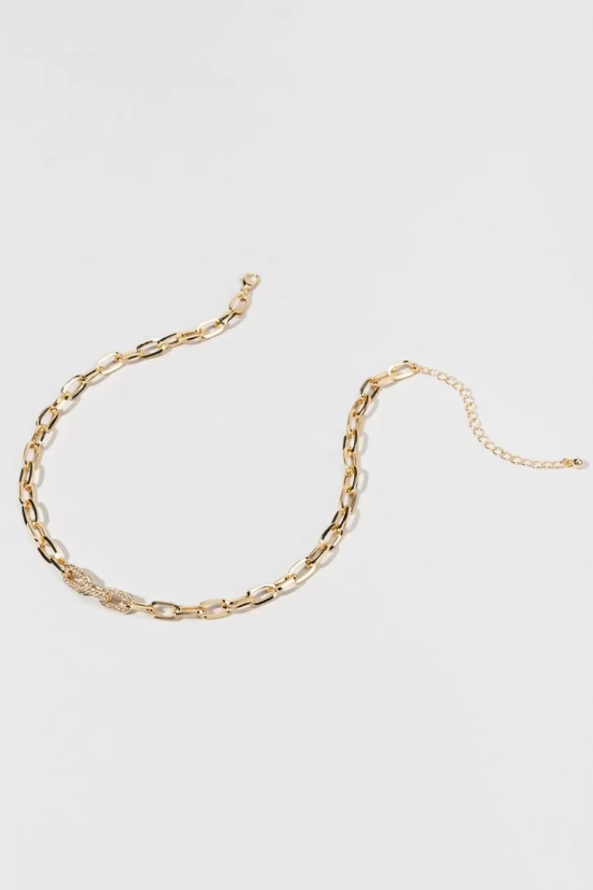 Francesca's Coleen Pave Paperclip Chain Necklace