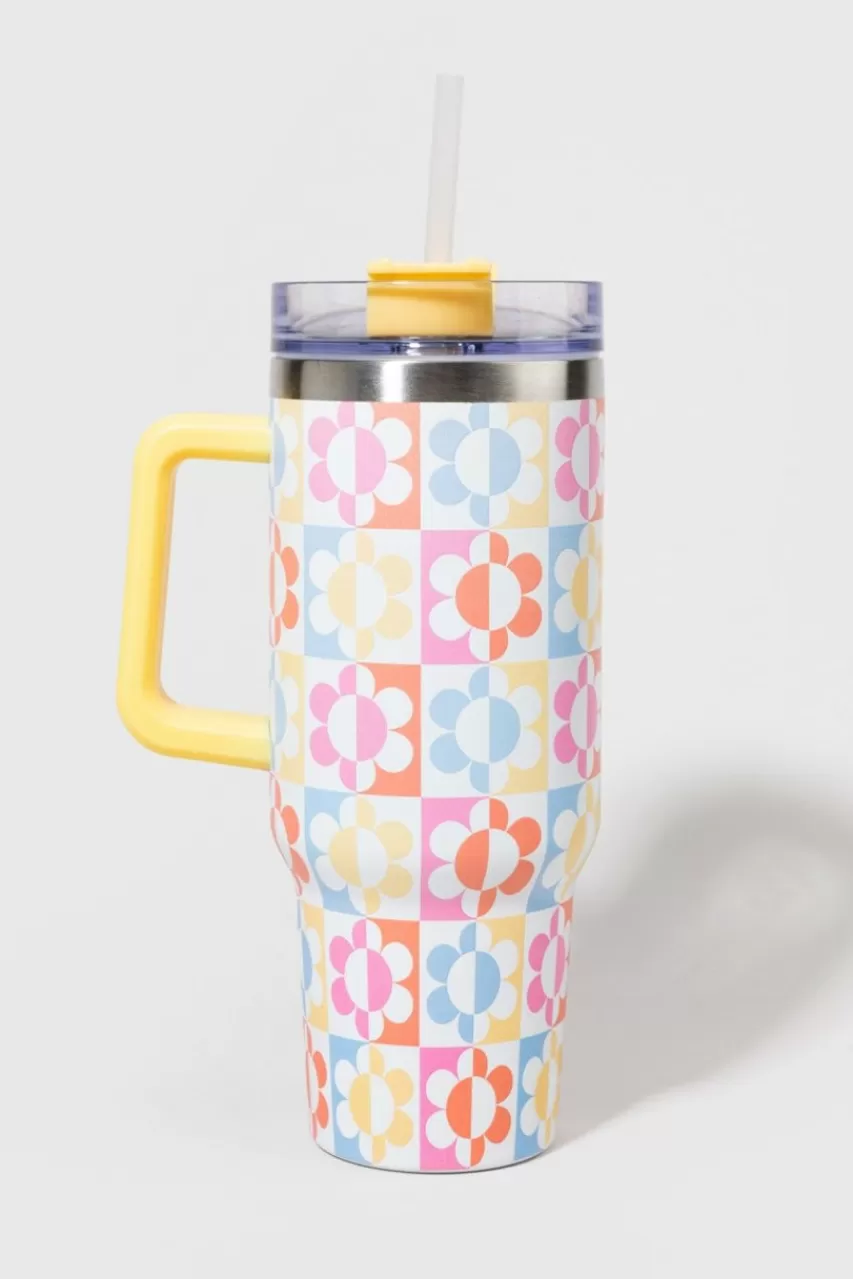 Francesca's Daisy Retro Floral Print Stainless Steel 40Oz Tumblr