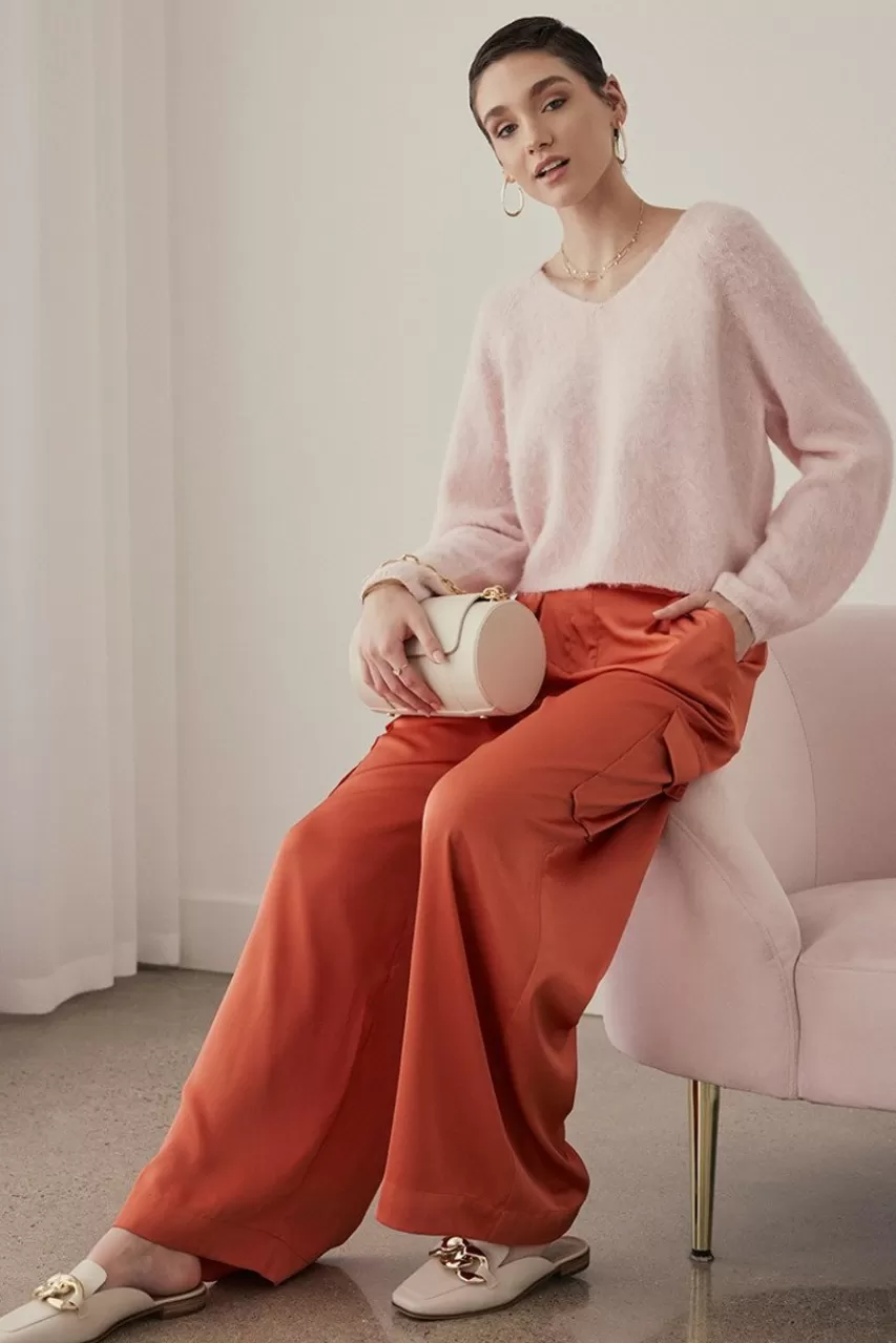 Francesca's Daisy Wide Cargo Satin Pants