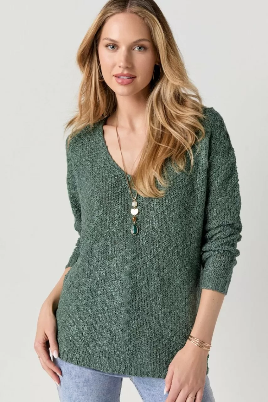 Francesca's Davena Slub Destructed Back Pullover
