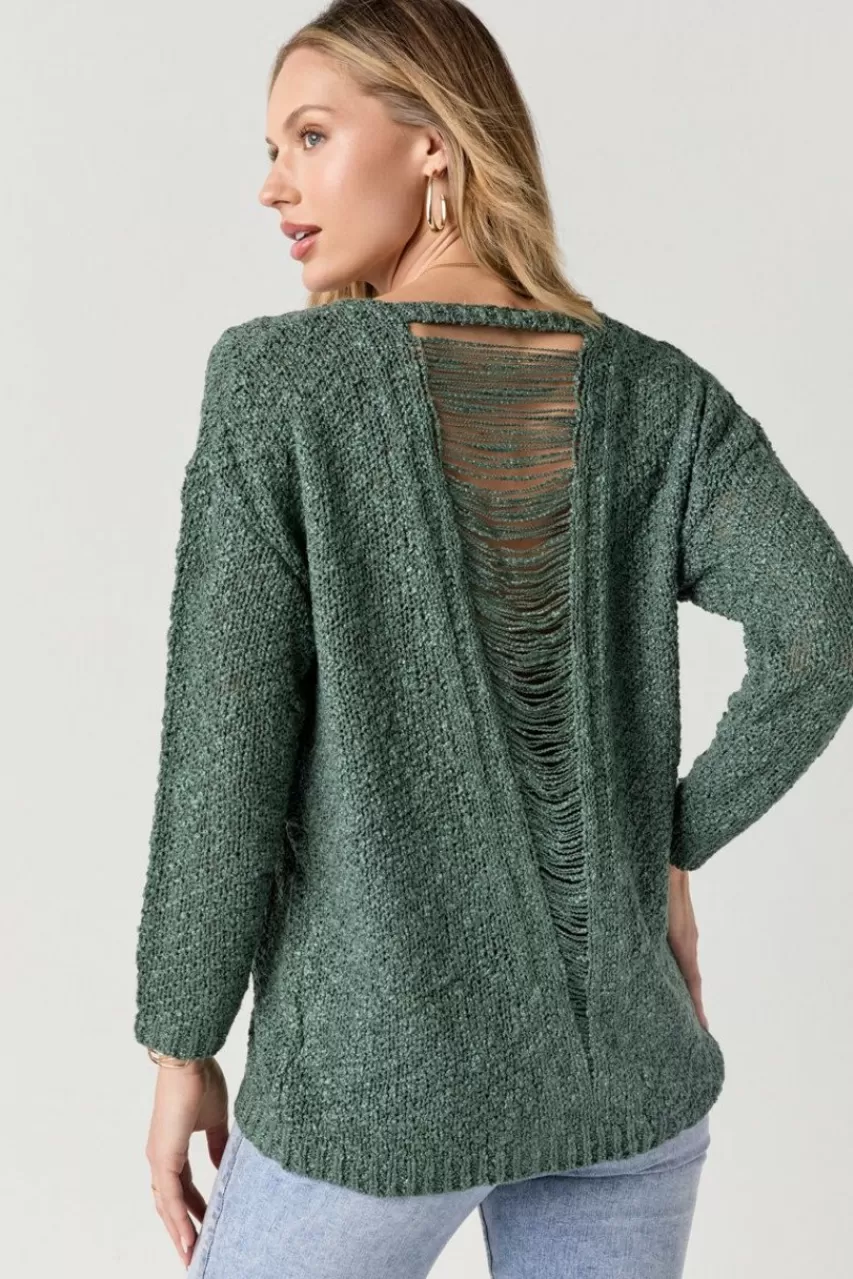 Francesca's Davena Slub Destructed Back Pullover