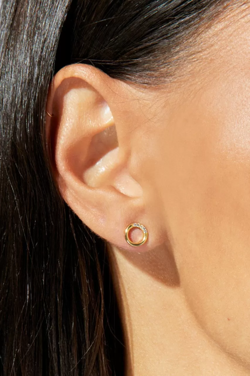 Francesca's Demi-Fine Plated Cz Pave Circle Stud Earrings