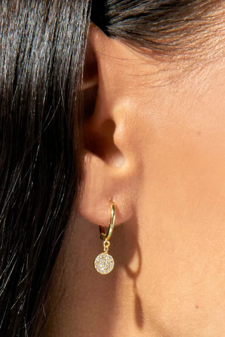 Francesca's Demi-Fine Plated Cz Pave Coin Huggie Earrings