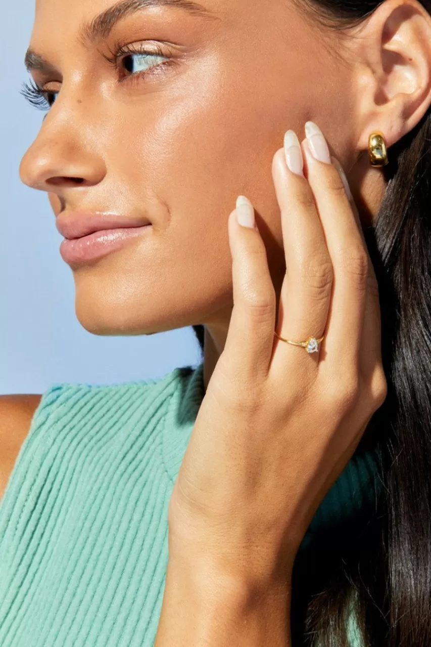 Francesca's Demi-Fine Plated Cz Teardrop Ring