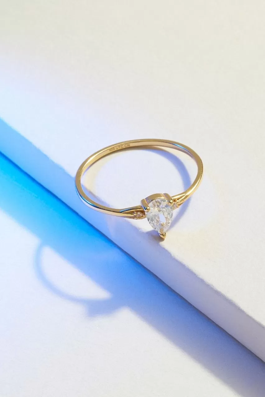 Francesca's Demi-Fine Plated Cz Teardrop Ring