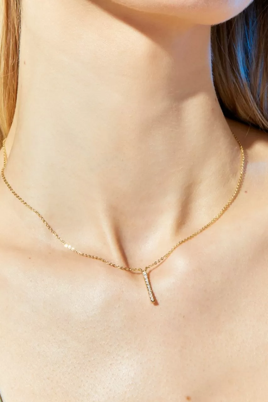 Francesca's Demi-Fine Plated Cz Vertical Bar Pendant Necklace