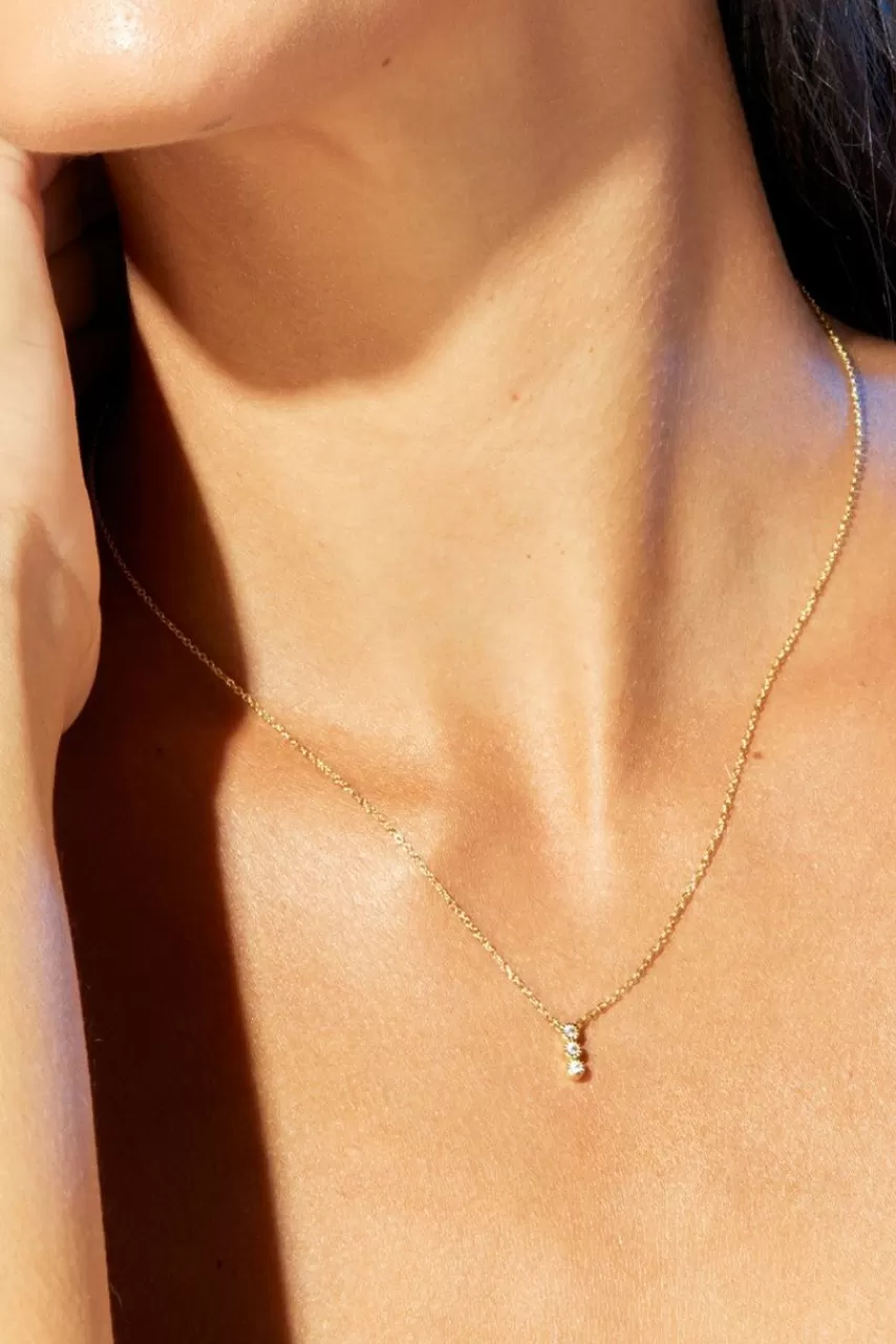 Francesca's Demi-Fine Plated Three Stone Pendant Necklace