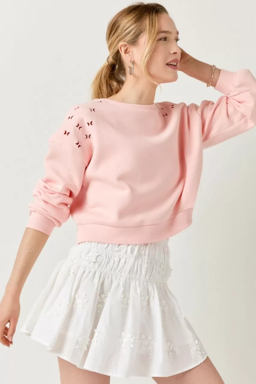 Francesca's Elenora Crew Neck Butterfly Sweatshirt