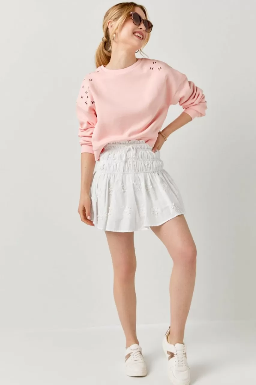 Francesca's Elenora Crew Neck Butterfly Sweatshirt