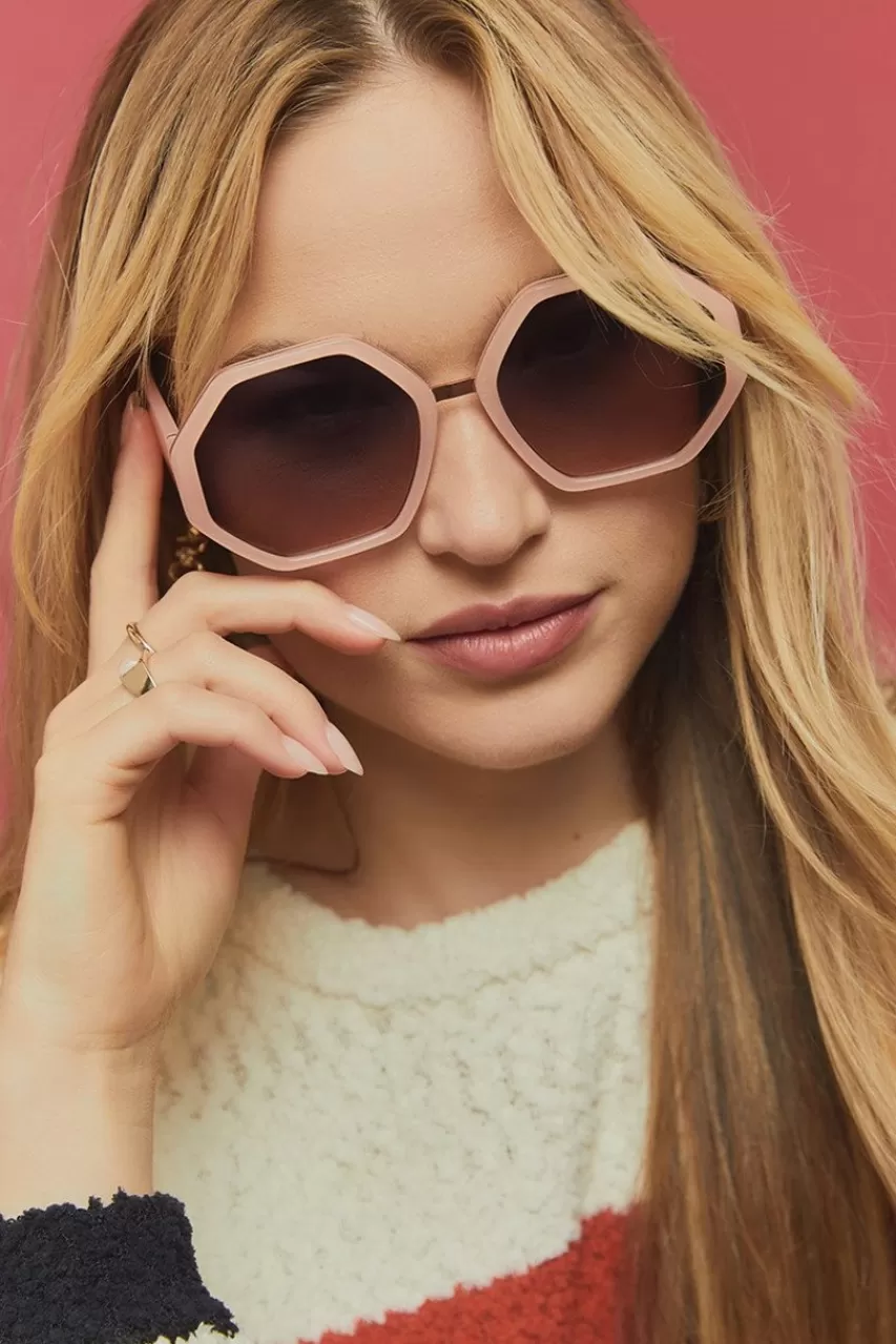 Francesca's Eliza Heptagon Sunglasses