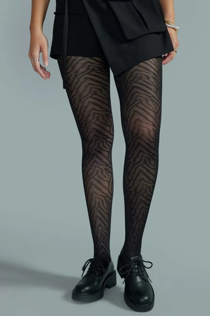 Francesca's Eliza Sheer Tiger Print Tights