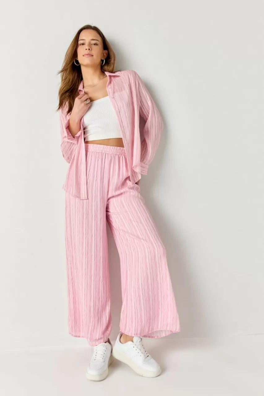 Francesca's Ella Plisse Fluid Wide Pants