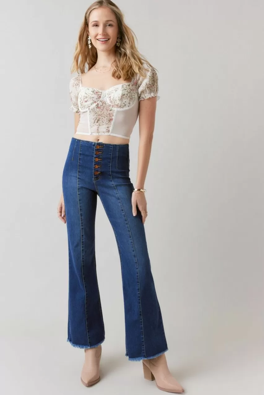 Francesca's Emalee Front Seam Bootcut Jeans