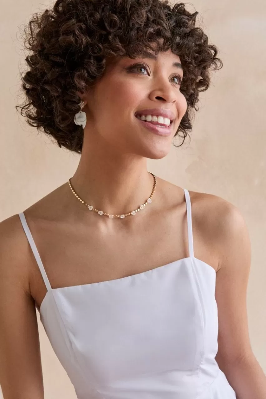 Francesca's Erna Flat Dot Chain Flower Shell Necklace