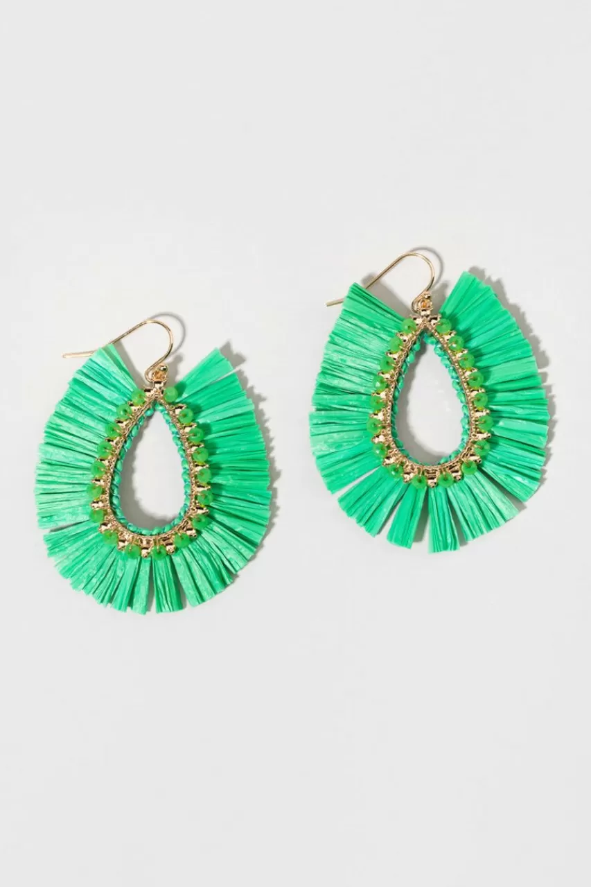 Francesca's Esmeralda Raffia Fan Drop Earrings