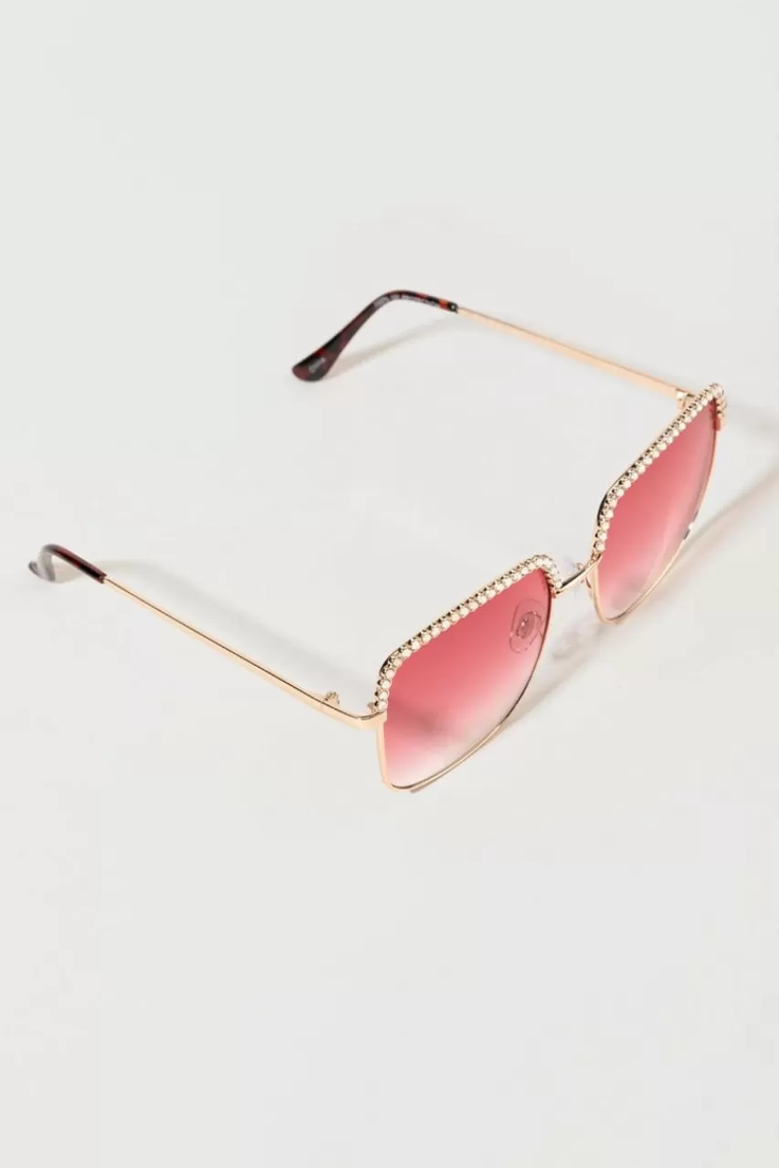 Francesca's Geva Square Rhinestone Top Accent Sunglasses