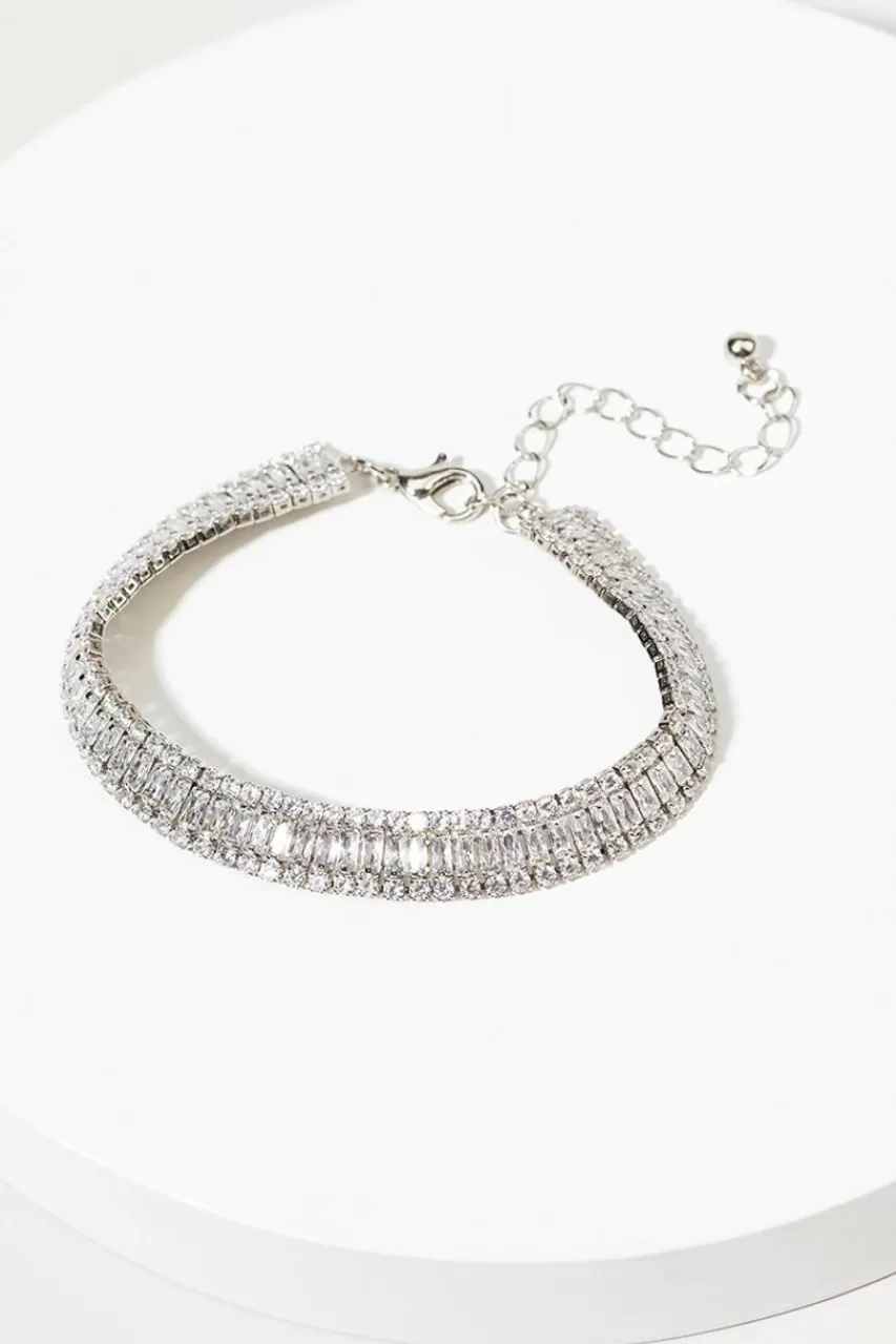Francesca's Gloria Crystal Baguette Bracelet