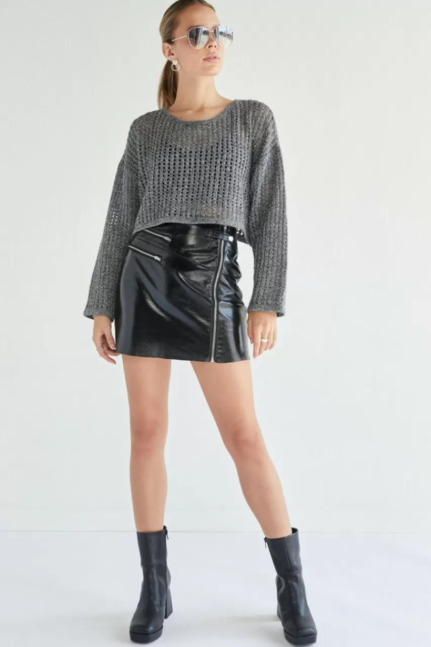 Francesca's Gwen Faux Leather Zip Up Mini Skirt