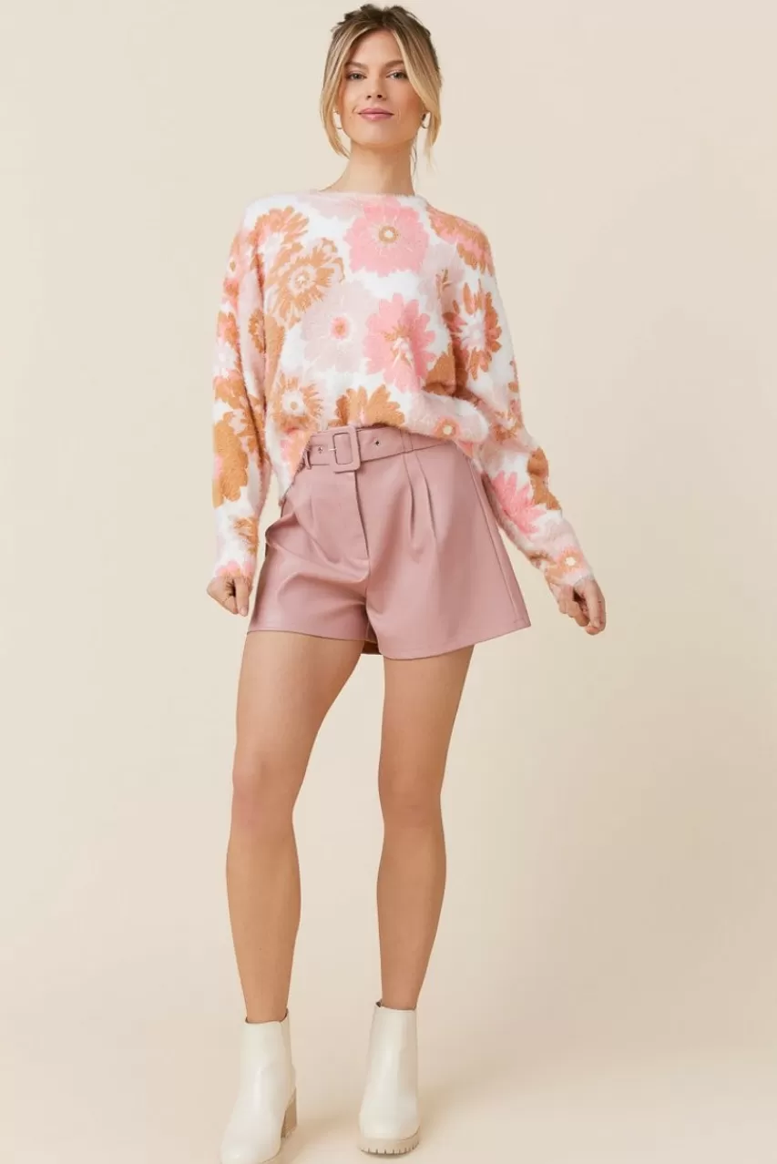 Francesca's Hannah Vegan Leather Belted Shorts