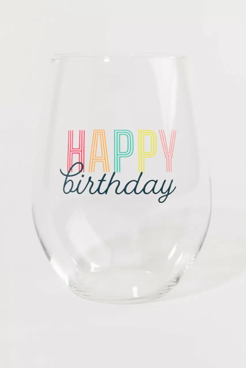 Francesca's Happy Birthday Wine Glass