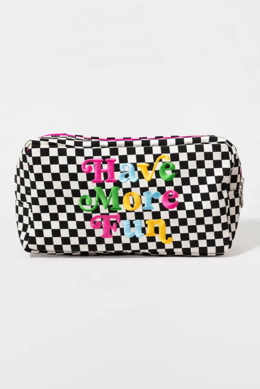 Francesca's Have More Fun Checkered Toiletry Bag
