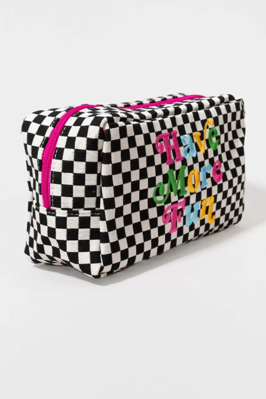 Francesca's Have More Fun Checkered Toiletry Bag