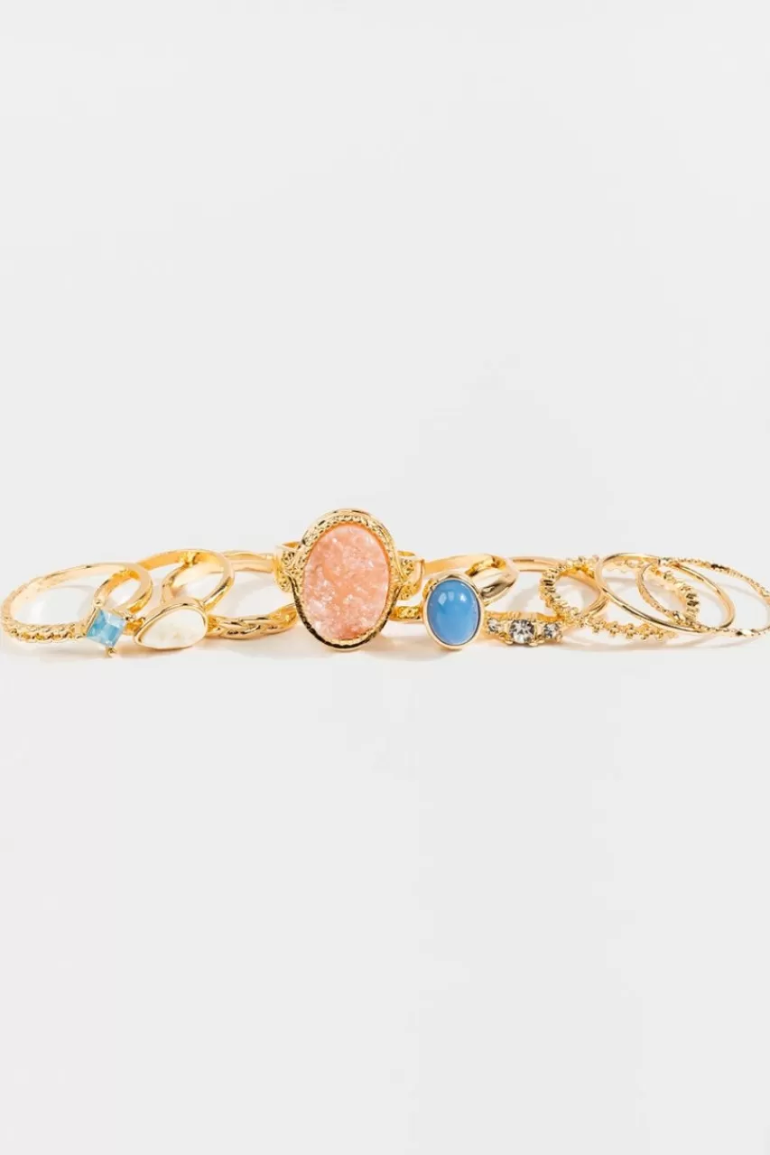 Francesca's Heather Druzy Ring Set