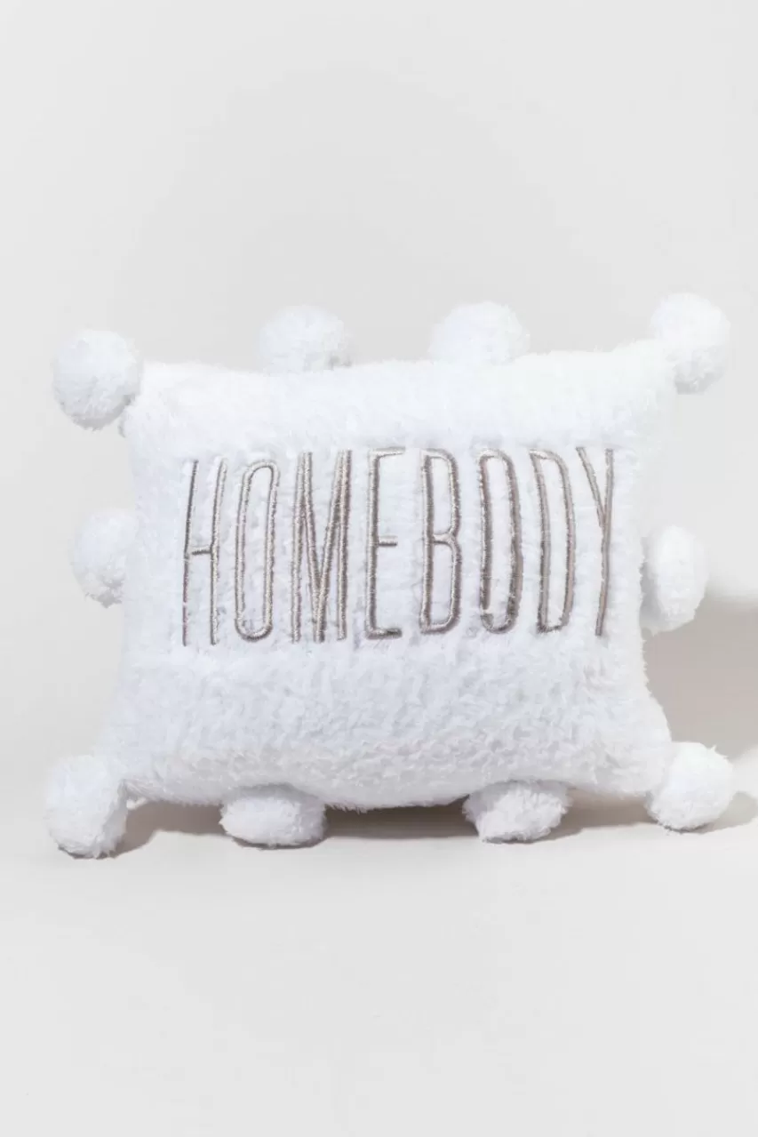 Francesca's Homebody Embroidered Pom Pom Pillow